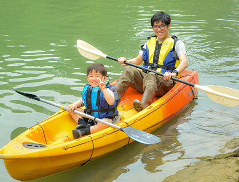 kayaking with family